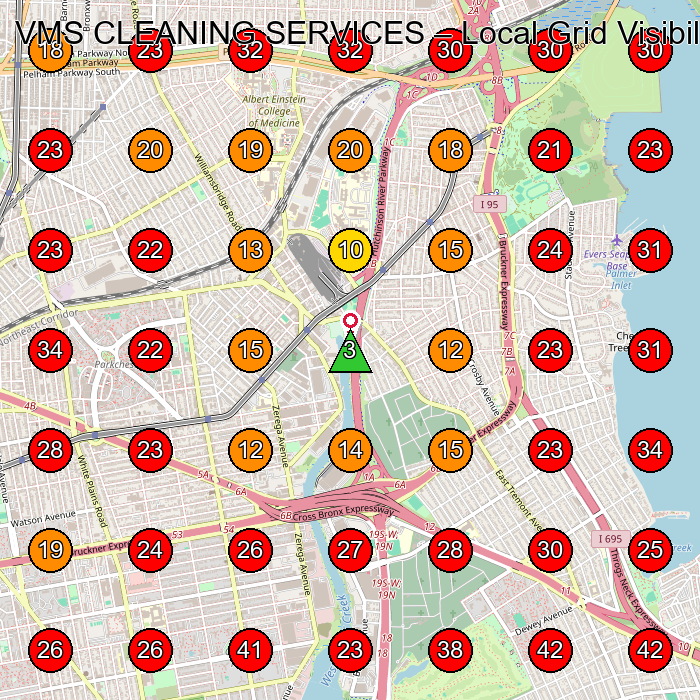 VMS CLEANING SERVICES GeoGrid visibility map for House Cleaning Service in Bronx